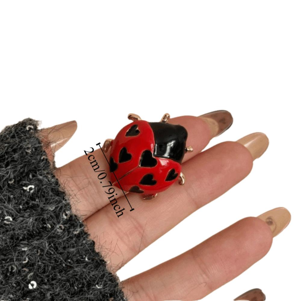 Geometric Ladybird Drip Oil Ring Insect Chunky Enamel Ring Personality Painting Ring  Gift