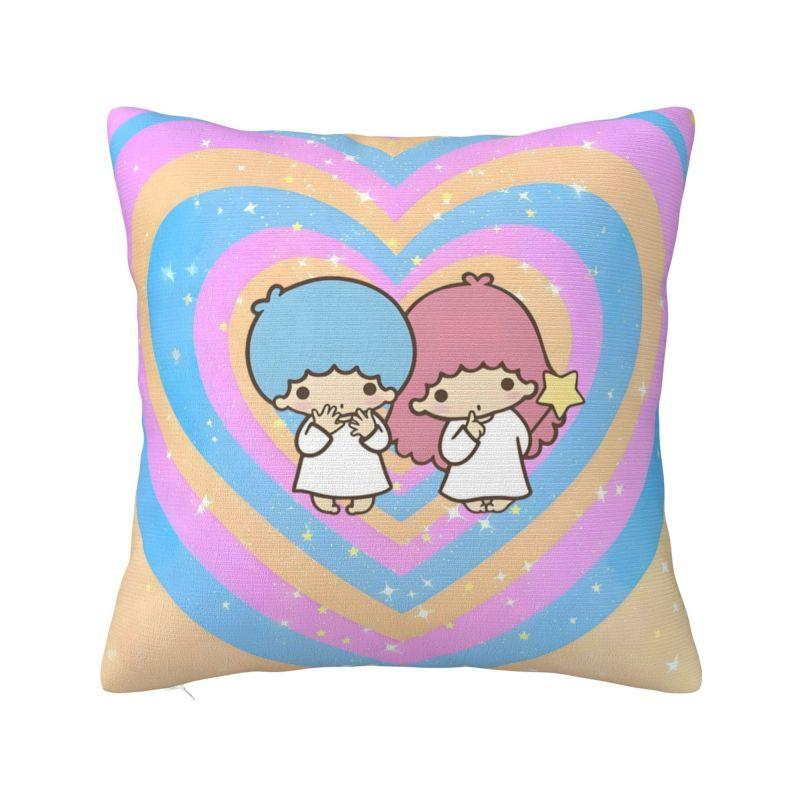Sanrio Little Twin Stars Anime Cover 45x45cm Soft Lala Cartoon Kiki Cute Throw Pillow for Sofa Square Pillowcase Decoration