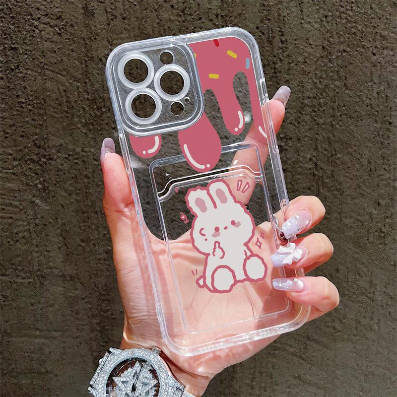 Card Slot Holder Silicone Wallet Pocket Case For Samsung S23 S24 S25 Ultra A15 A25 A35 Xiaomi Redmi 15 14 12 13 iPhone 17 Air Cover Clear Phone Bumper