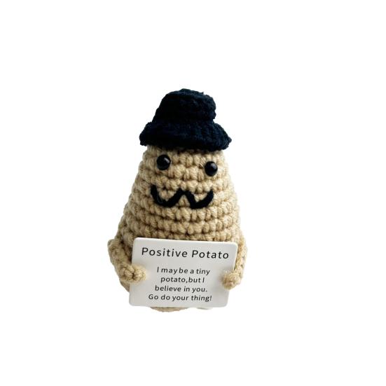 Crochet Doll Positive Knitting Doll Ornament Durable Soft Emotional Support Potato Doll for Home Decoration