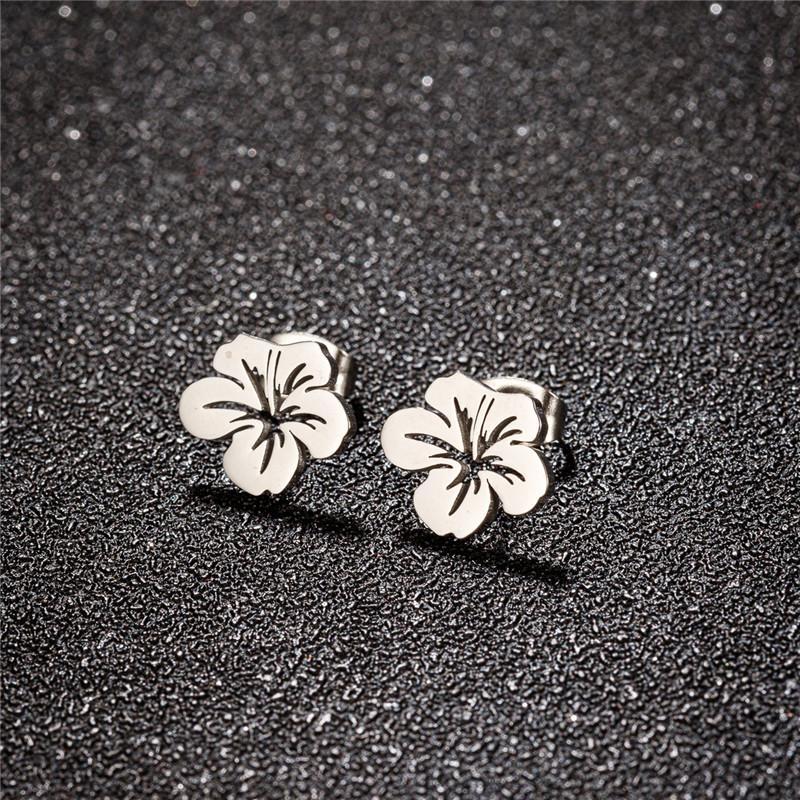 Korean Fashion Stainless Steel Plant Earrings Women Wedding Zircon Sweet Metal Flower Earings Small Lily Studs Mother Gifts