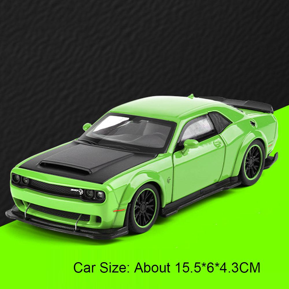 Scale 1:32 Challenger SRT Hellcat Model Car Toy Pull Back Sound Light Alloy Diecast Police Cars Models Kids Collection Gifts