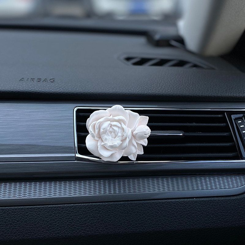 

Jasmine Flower Car Air Freshener for Air Conditioning Vent, Aroma Diffuser Stone Ornament, High-End Decoration for Women Snow White