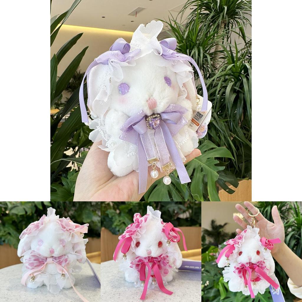 Cute Lolita Rabbit Pendant Plush Toy Soft Short Plush Doll Girl Gift Decor 14cm
