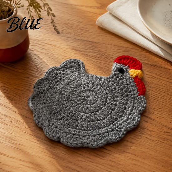 Cozy Home Afternoon Tea Decor Handmade Crochet Hen Coasters for Drinks Cute Cartoon Yarn Cup Mats Heat Decorative Kitchen Accessories Resistant