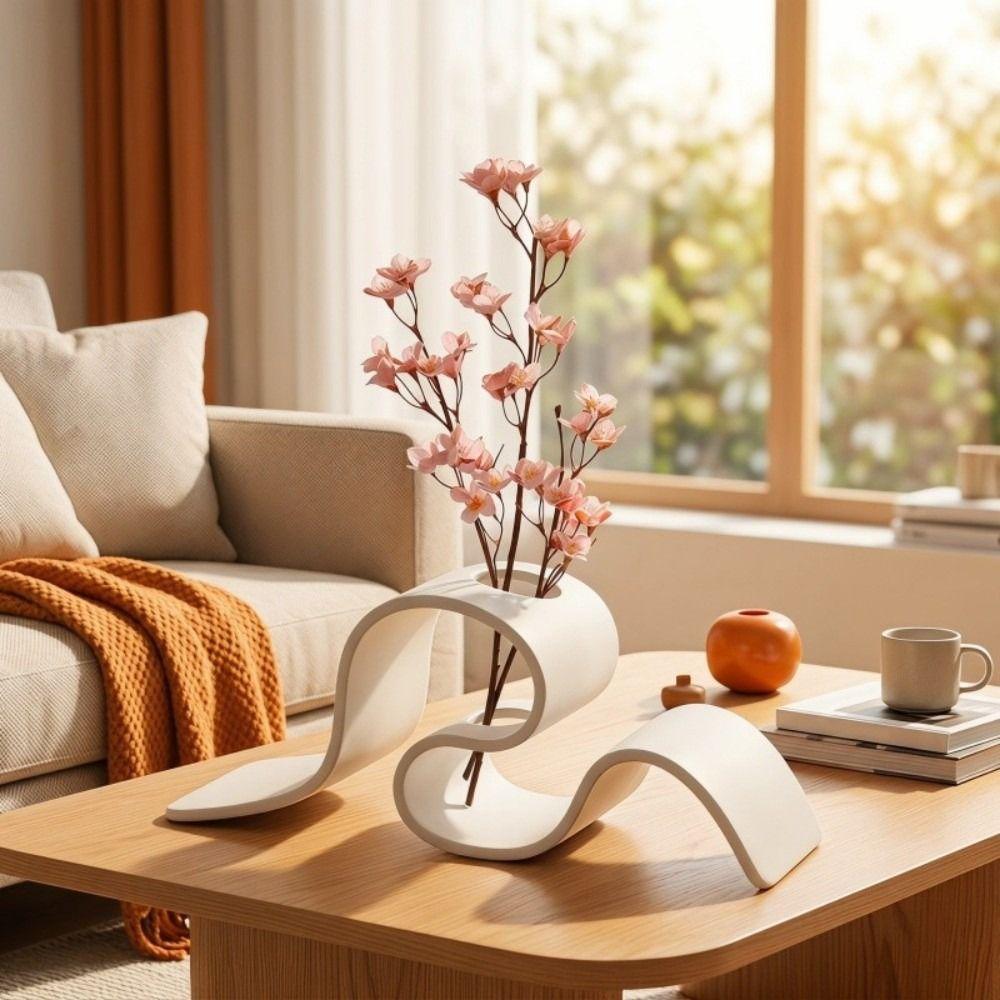 INS 3D Printing Vase Modern Plant Container Gift Wave Shape Flower Holder  Home Decor