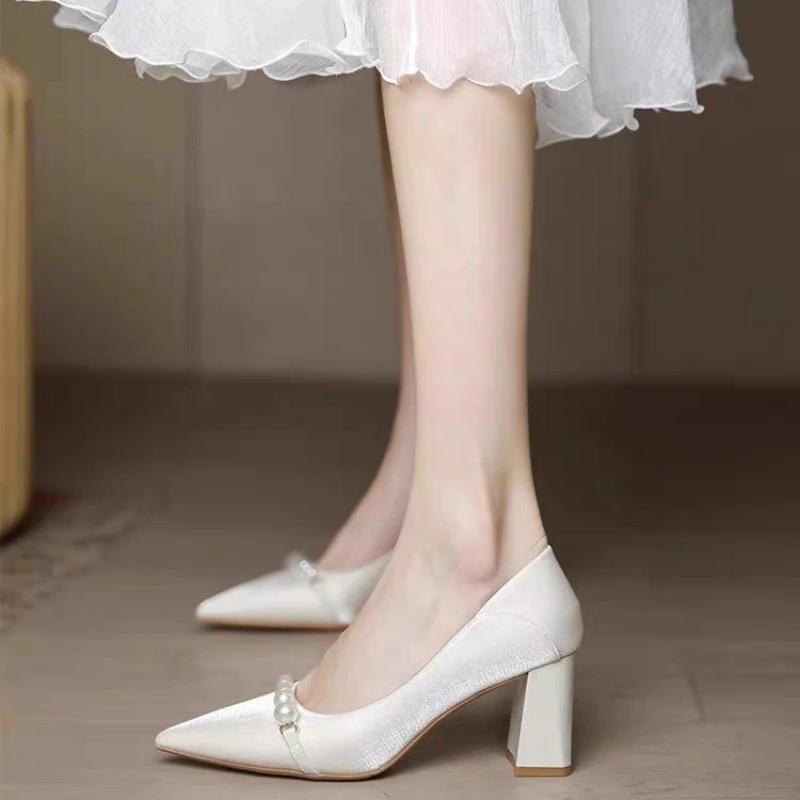 

Fashion High Quality Slip-on Women s High Heels Women Sexy Pointed Toe Solid Mid-Calf Shoes for Women High Heels Fashion Party Pumps 35 покинуть белый