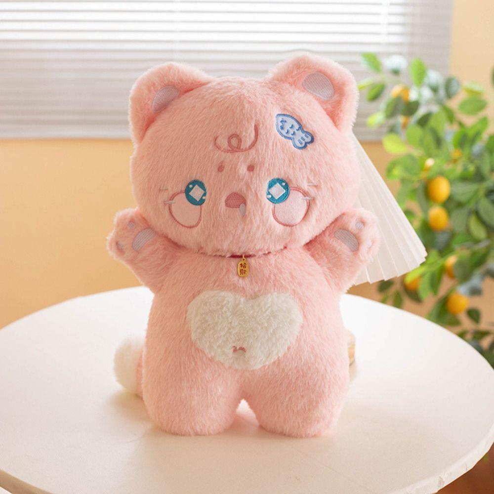 Standing White Cat Plush Pillow Attract Wealth Black Cat Plush Doll  Birthday Christmas