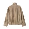 Womens Oversized Faux Leather Jacket In Vintage Streetwear Style PU Material Stand Collar Zipper Front Black Khaki