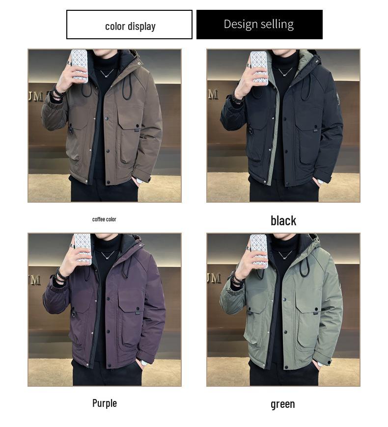 Men's Thickened Down Winter Jacket - 2025 High-End Short Style, Plus Size, Outdoor Mountaineering, Workwear Coat