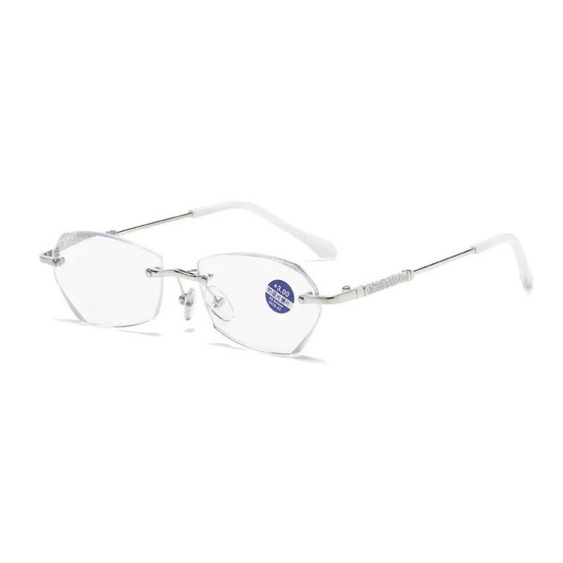 

Anti- Blue Lightweight Blocking Premium Definition Female Reading Eyeglasses with Ultra-lightweight and Fashion Frameless Plano Glasses 2.0