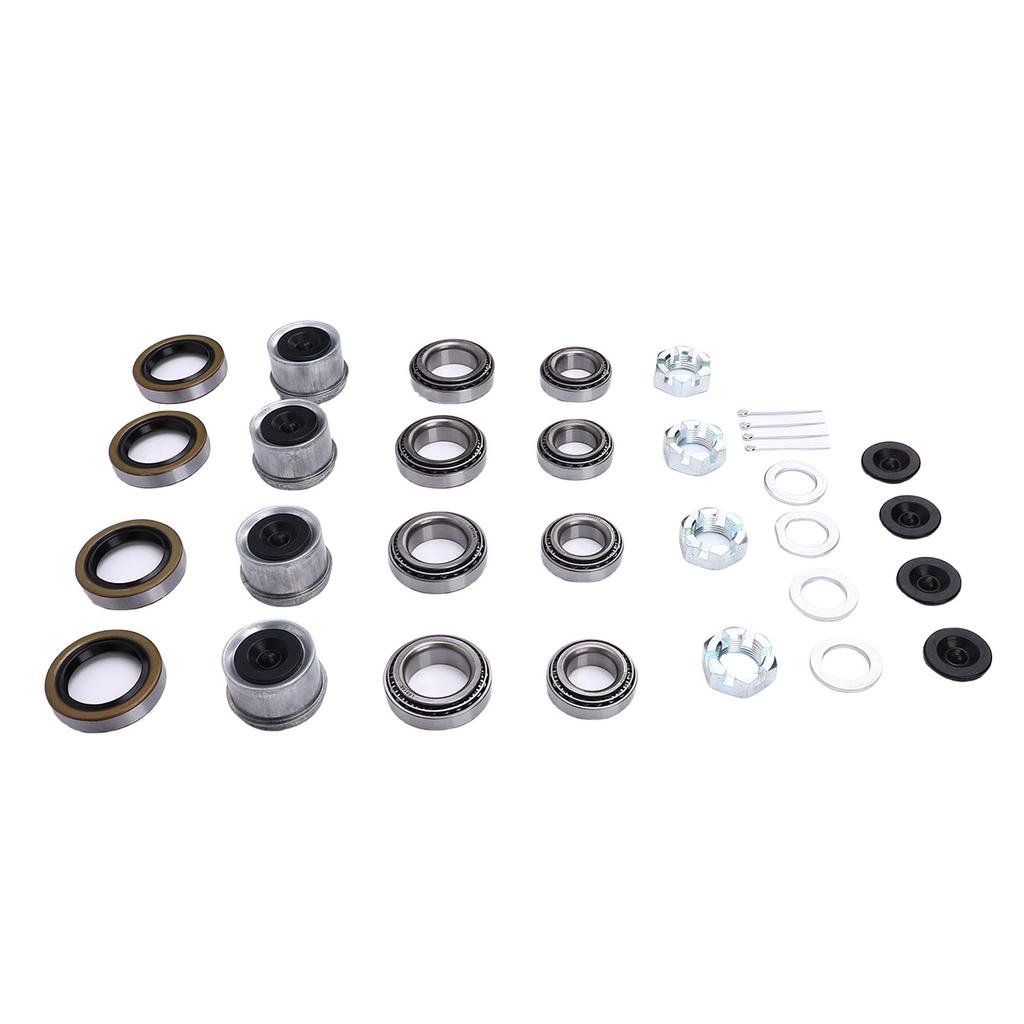 4 Sets 3500 LB Boat Trailer Axle Bearing Kits L68149 Grease Seals Spindle Nuts 1.98in Dust Covers Rubber Plugs Cotter