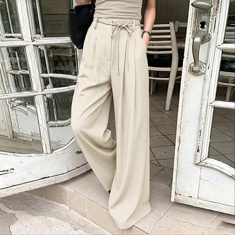 ZANZEA Womens Casual Solid Color Loose Commute Wide Leg Pants