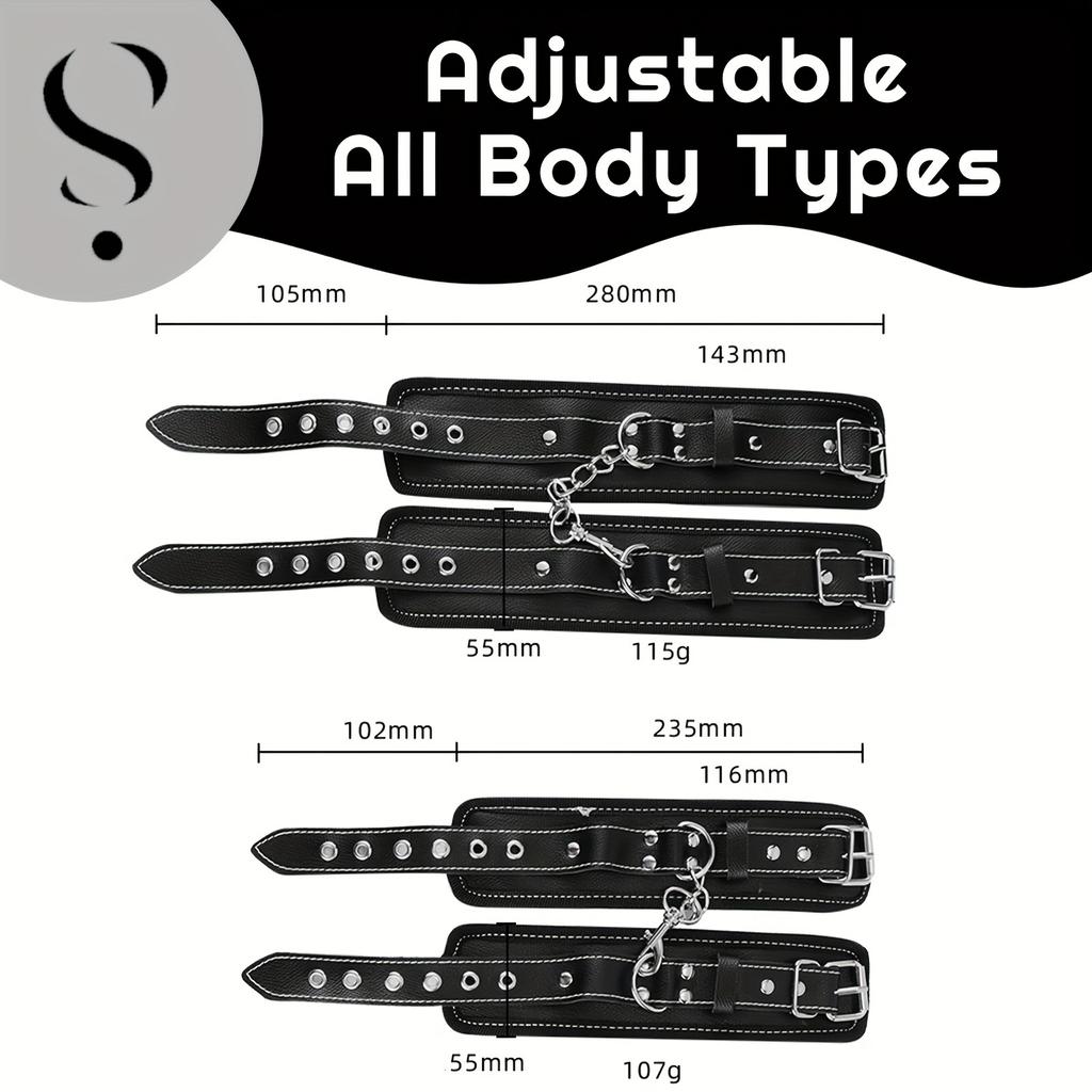 8 Pcs BDSM Bondage Restraints Sex Toys Sets Restraints Kits Bed Restraints Set For Beginners SM Adult Games Adjustable Handcuffs Ankle Cuff Gag Blindf