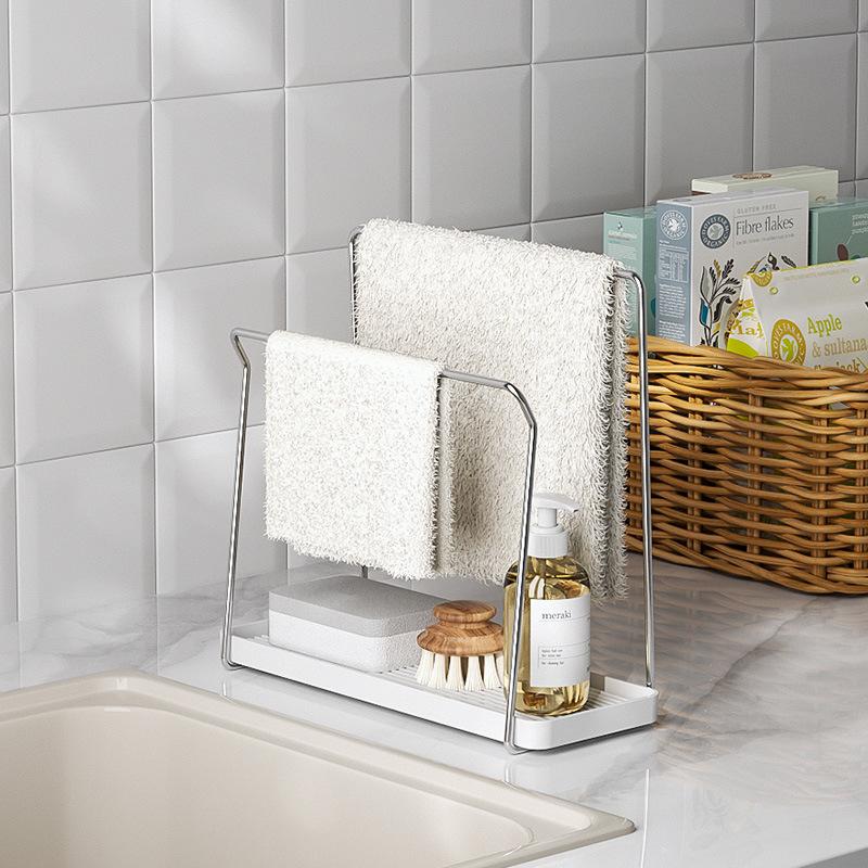 Stainless Steel Drain Rack Kitchen Dishwashing Liquid Sponge Countertop Rack Punch-free Rag Rack Faucet Sink Drying