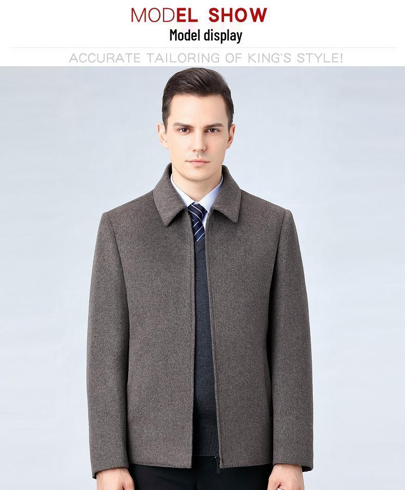 Men's Winter Double-Sided Wool Lapel Jacket with Cashmere Inner Layer - Dad Style