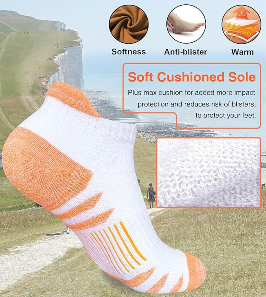Womens Ankle Anti-blister Thick Cushioned Wicking Odor Resist Athletic Running Socks 5 Pairs