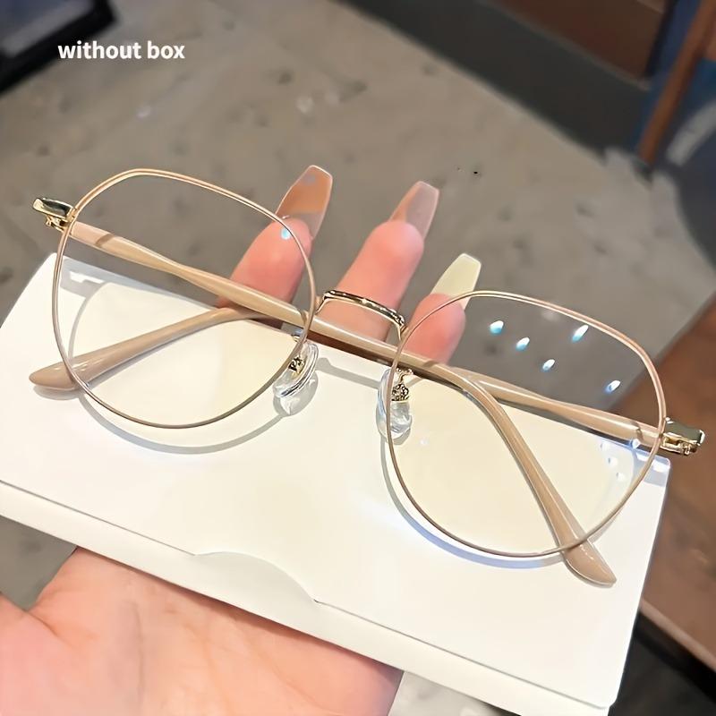 2pcs Glasses Round Full Rim Metal Frame PC Polycarbonate Clear Lens  Anti-Fatigue with Plastic Hinge for Men Women