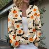 Damen Halloween Strick-Cardigan mit Knöpfen