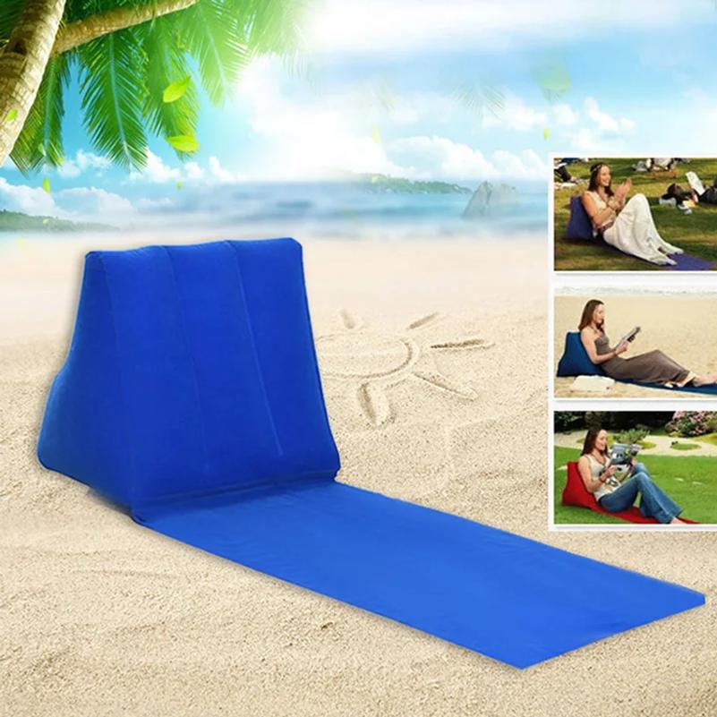 Cuscino a Cuneo Gonfiabile con Tappetino in PVC Floccato da Viaggio Portatile Supporto Lombare Cuscino Triangolare Cuscino da Spiaggia