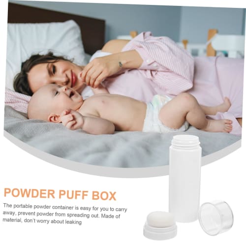 TIDTALEO Portable Baby Powder Puff Bottle, Compact and Portable for Talc Application, Travel and Home Use, Lightweight and Durable, with Soft Puff for