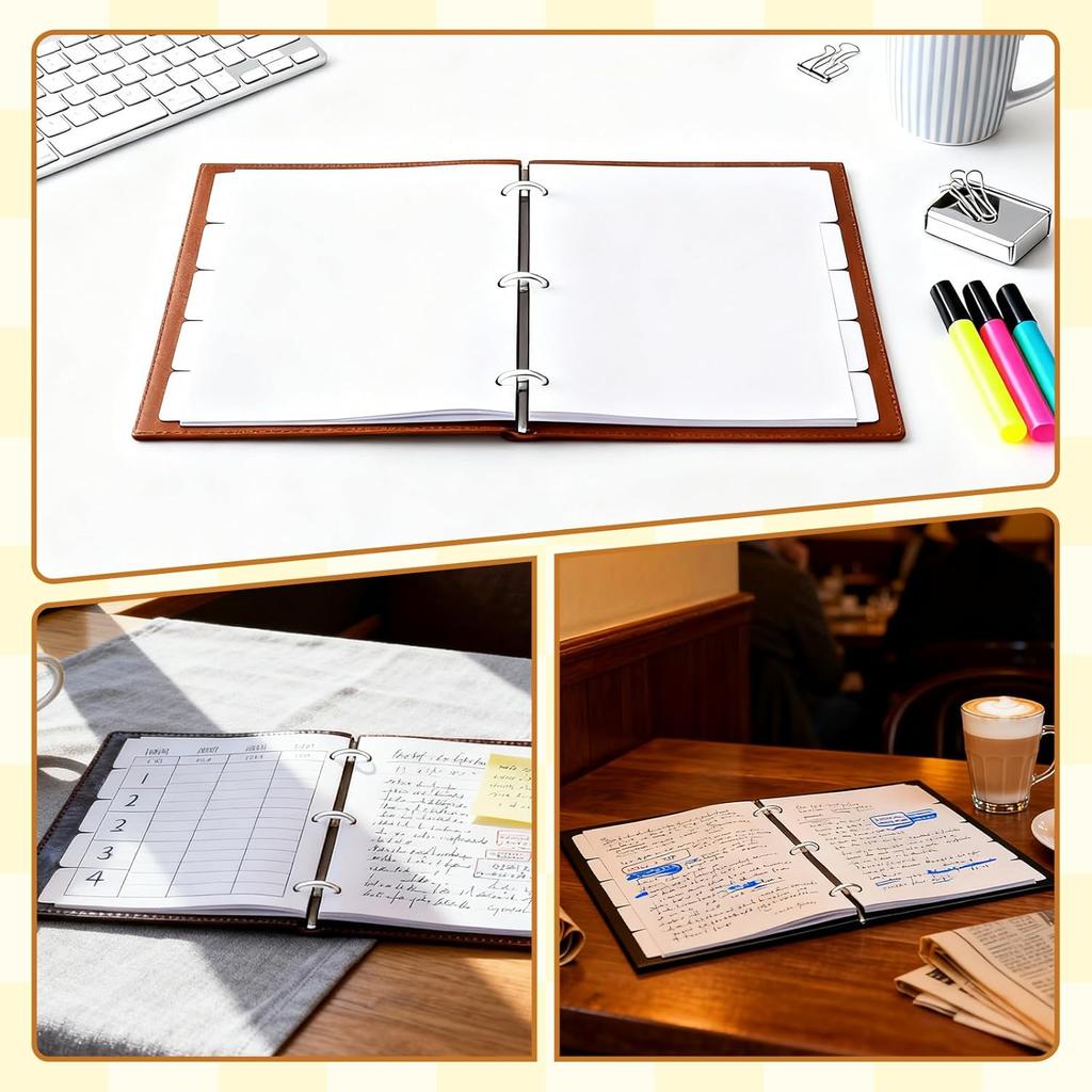 Blank Write On Binder Dividers for 3 Ring Binder, 1/5 Cut Tabs Letter Size White Binder Separators with 5 Tabs 8.5 X 11 File 3 Hole Punch Page