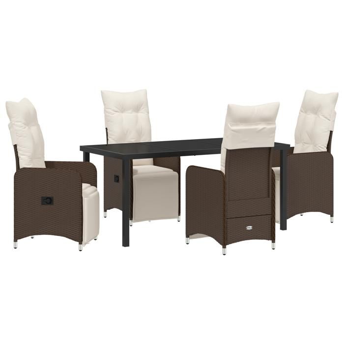 VidaXL Ensemble de Salle à Manger de Jardin 5 Pièces Marron avec Coussins en Rotin Poly 3379670