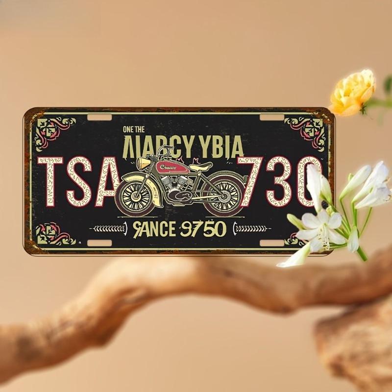 Motorcycle Souvenir License Plate, Metal Auto Wall Decor 15x30cm