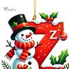 Holiday Party Scene Hanging Supplies 26Pcs Christmas Alphabet Ornament Set, 2D Acrylic A-Z Letters with Custom Xmas Tree Decor Santa Hat Snowman
