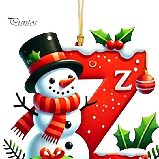 Holiday Party Scene Hanging Supplies 26Pcs Christmas Alphabet Ornament Set, 2D Acrylic A-Z Letters with Custom Xmas Tree Decor Santa Hat Snowman