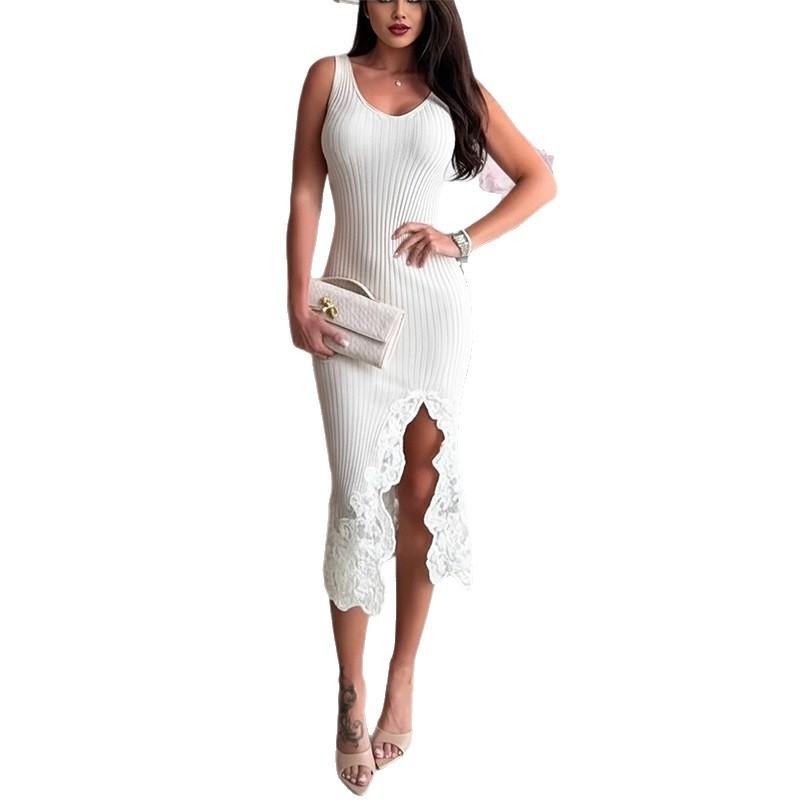 Women's Spring New, European and American, Fashionable Slim-fitting Ruffle Irregular Dress