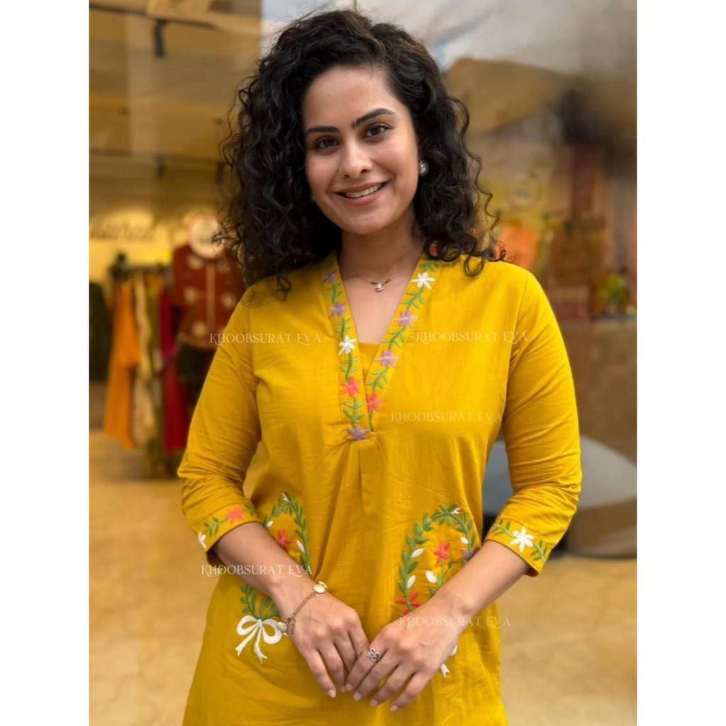 Women Office Wear Aline Kurti Cord Set Indian Designer Ethnic Kurta Palazzo Set
