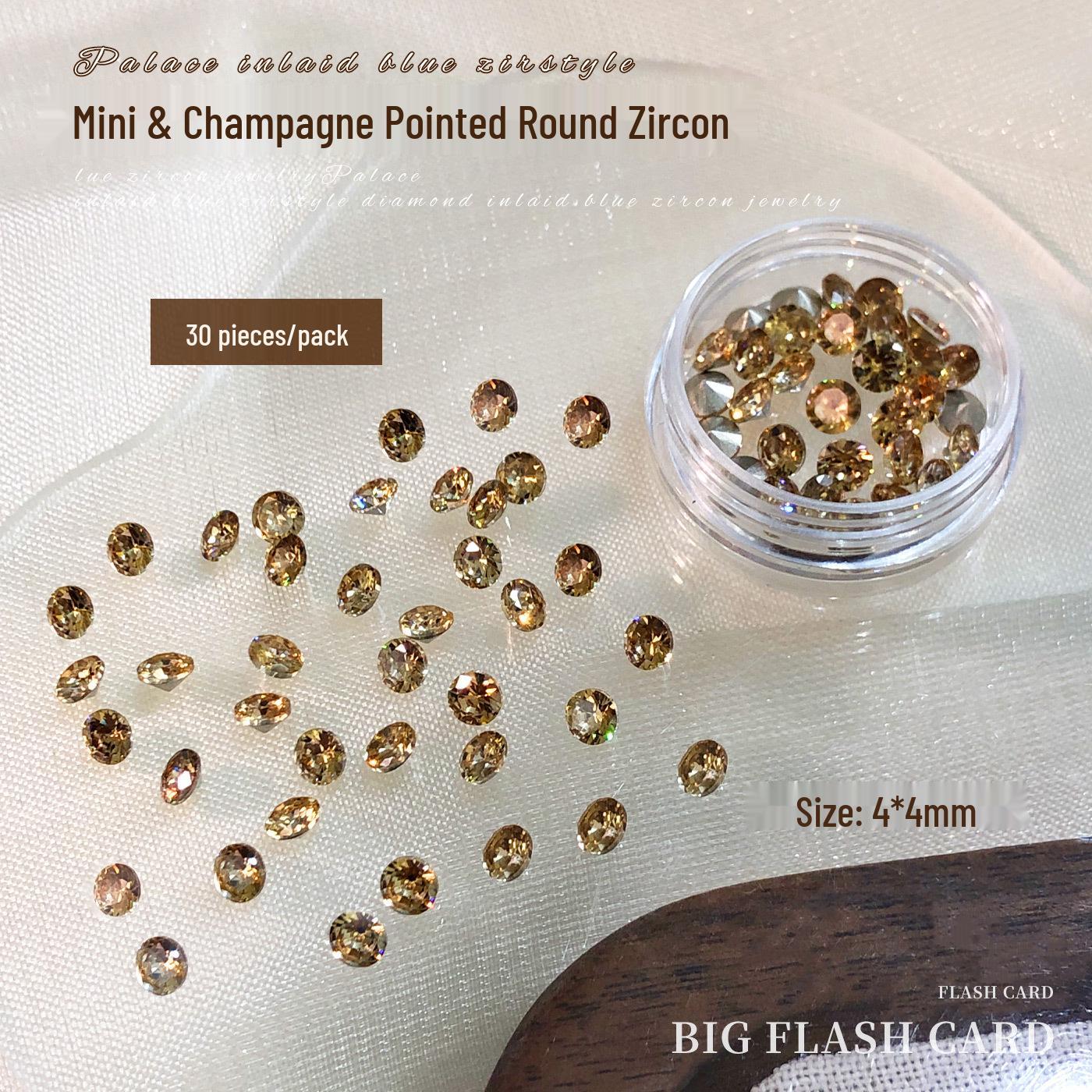 Champagne Zircon Nail Art Decorations - 2mm Nude Diamond Gap Fillers & Stacking Balls