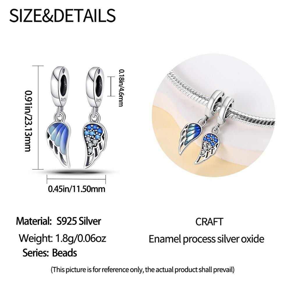 Authentic Original Copper Metal Charm Bead Components Luxury Blue Zircon Wing Pendant Bead Component Bead Components Compatible With Bracelet High