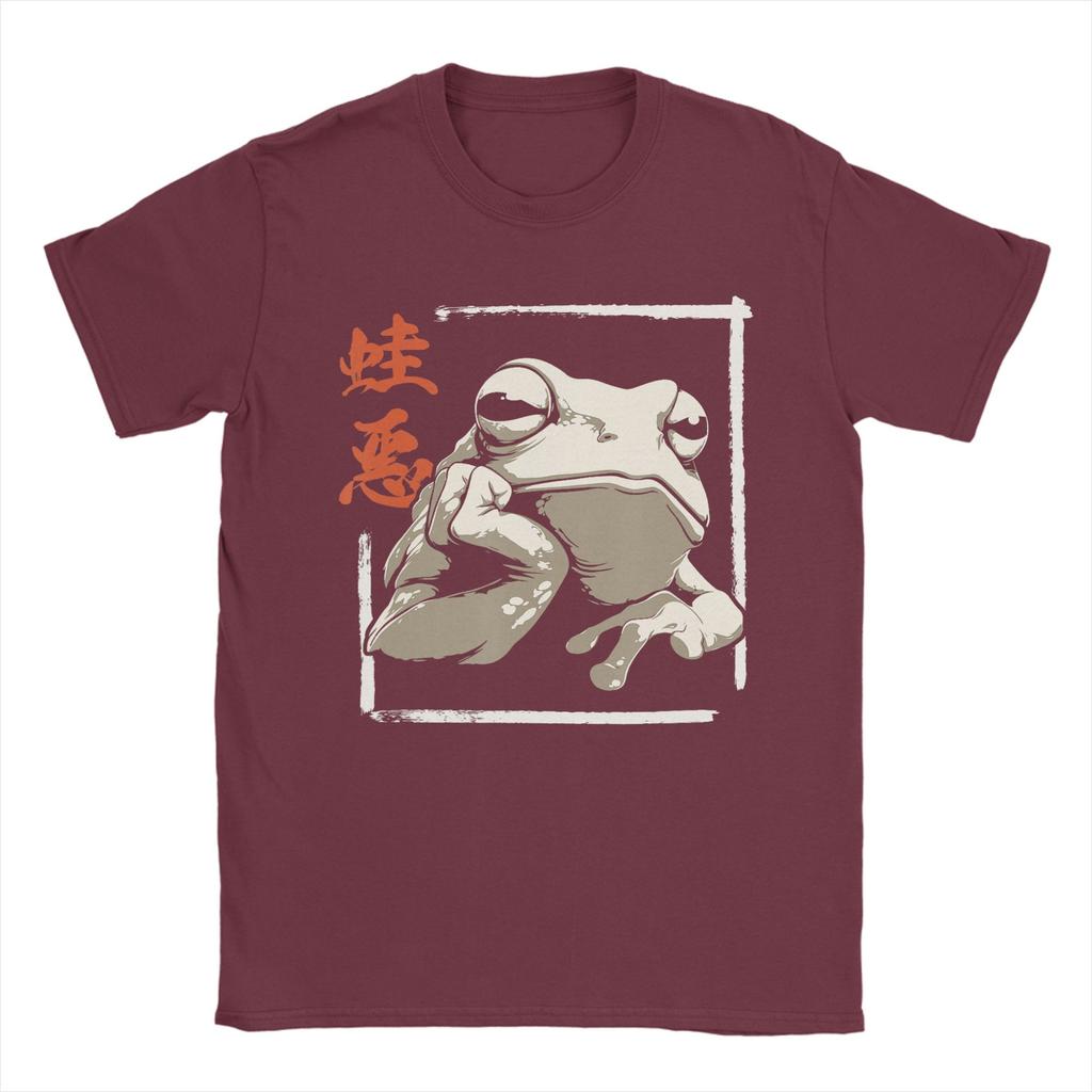 Japanese Grumpy Frog T Shirt for Men 100 Cotton Fashion for Male TShirt Round Collar  Tees Short Sleeve Tops Gift Idea