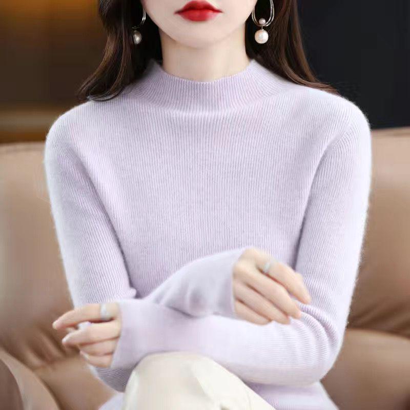 2024 Women's Half-Turtleneck Slim Fit Knitted Sweater - Autumn/Winter Wear