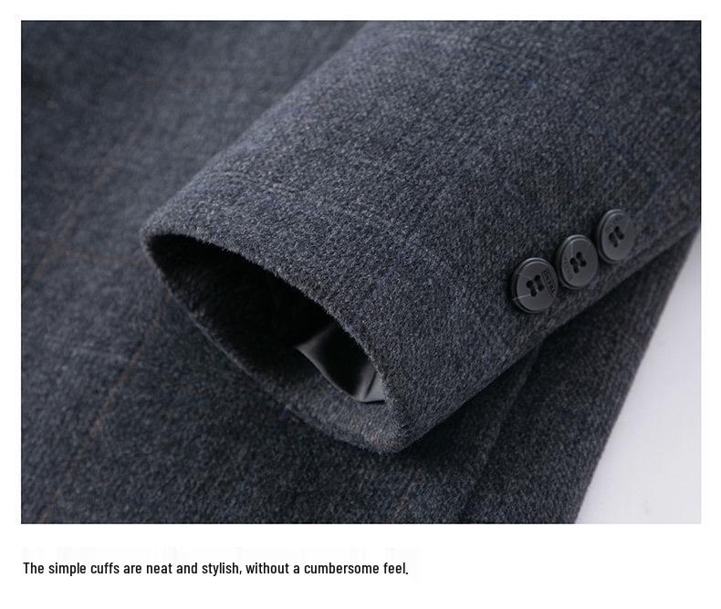 Men's Double-Faced Wool Blend Mid-Length Coat - Business Casual Down Jacket for Middle-Aged Dads