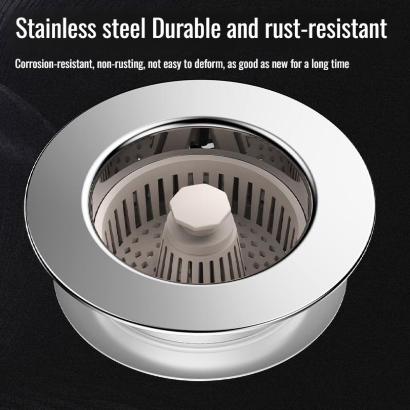 Kitchen Sink Strainer Pop-Up Leak Plug Push Down Wash Basin Sink Drainer Bug and Odor Resistant Universal Fittings