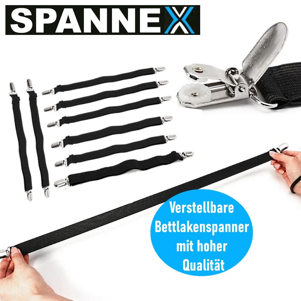 Nastavitelné napínače prostěradel SPANNEX, napínače prostěradel, napínače prostěradel do 200 cm, 8 kusů