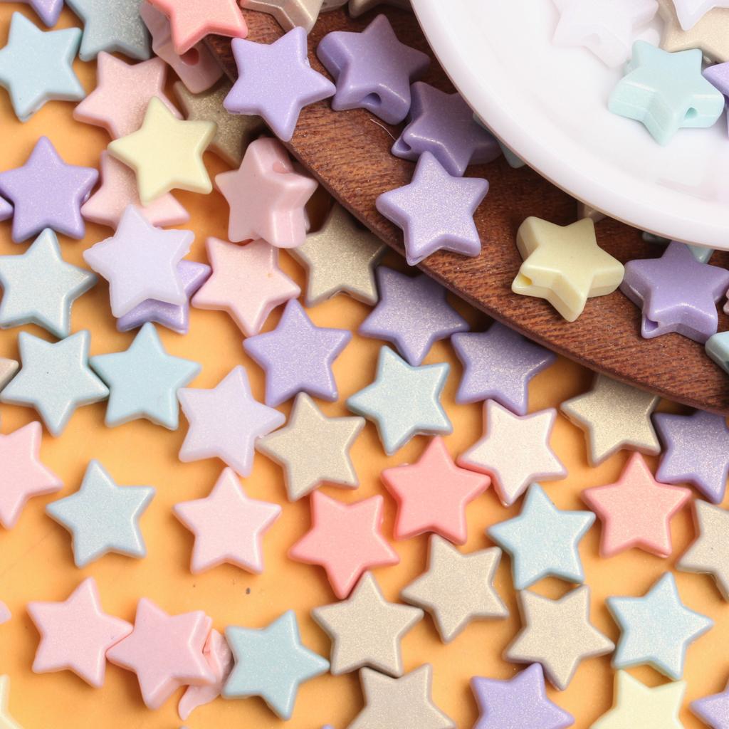 500g about2000Pcs Loose Spacer Beads DIY Accessories Acrylic Necklace 11mm For Jewelry Making Five-pointed Star Bracelet Handmade
