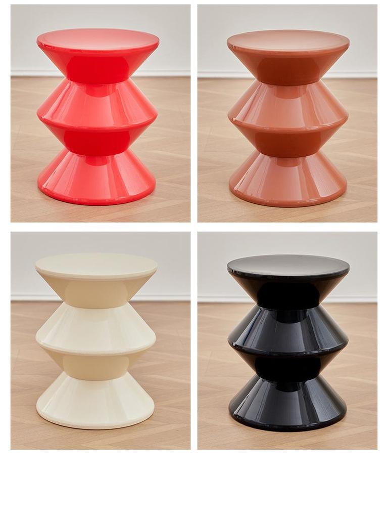 Nordic Hourglass Living Room Bench - Creative Plastic Bedside Stool for Small Apartments, Simple Shoe Changing Seat, Entrance or Household Use.