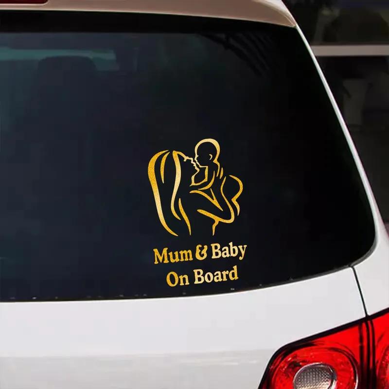 Mum and Baby on Board Sticker Car Warning Safety Creative Vinyl Film Decals Figure Styling Windshield Sticker Decor Accessories