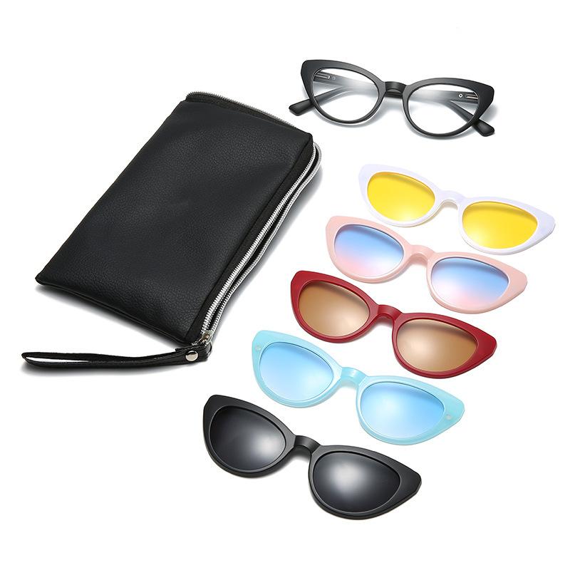

Colorful Five-Piece Glasses Frame Cover Glasses Sunglasses Women S Magnetic Polarized Sunglasses
