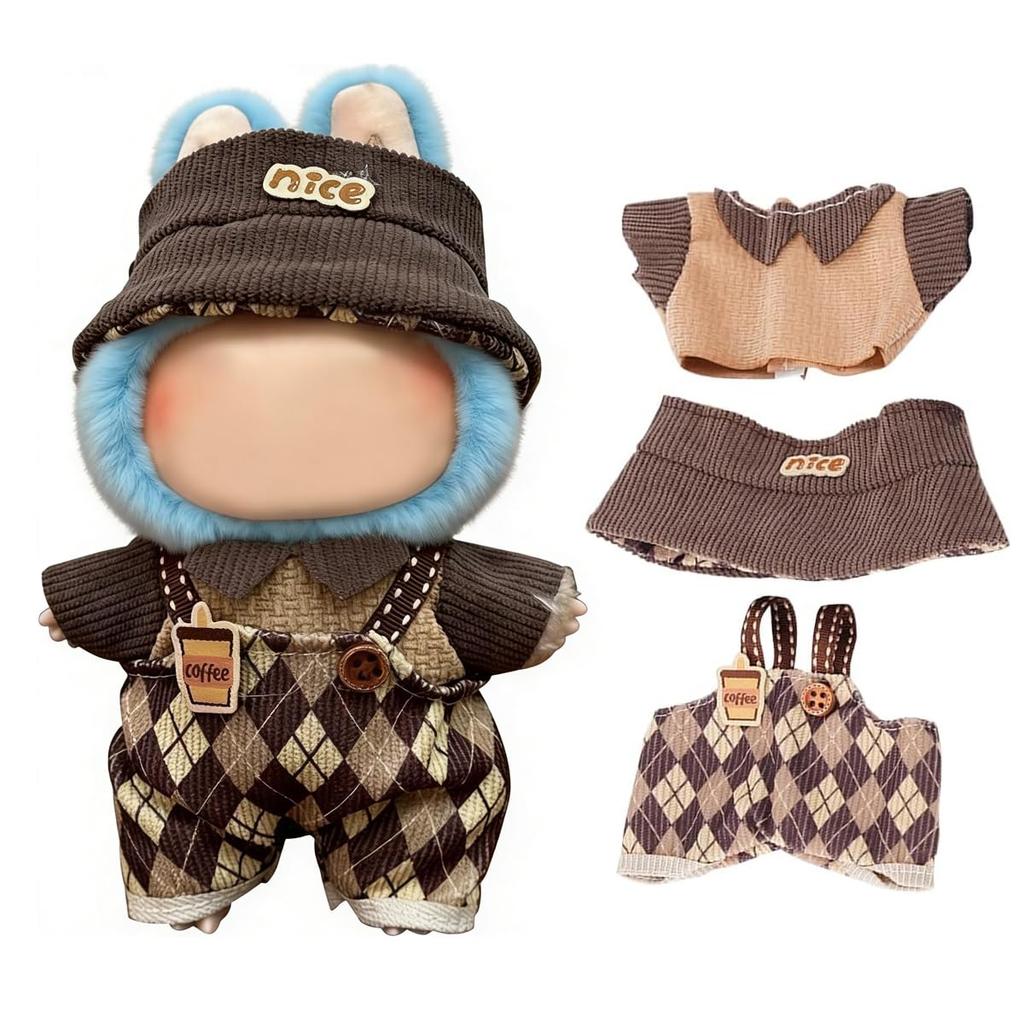 BTtime Plush Clothes, Knit Hat, Sweater, Bag, Doll Replacement Clothes, Lovebu Clothes, Cute Dress-Up DIY Accessories (Brown)
