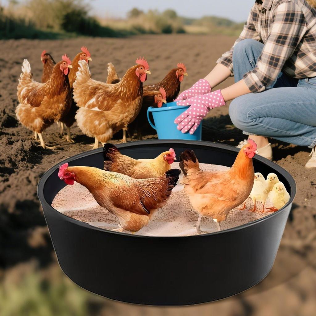 25 Inch Chicken Dust Bath Tub Plastic Chicken Sand Bath Tub Adjustable Bottomless Chick Coop Cleaning Container Accessories