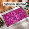 Leopard Theme Crystal Velvet Floor Rug Personalized Custom Name Text Warm Carpet Home Decoration