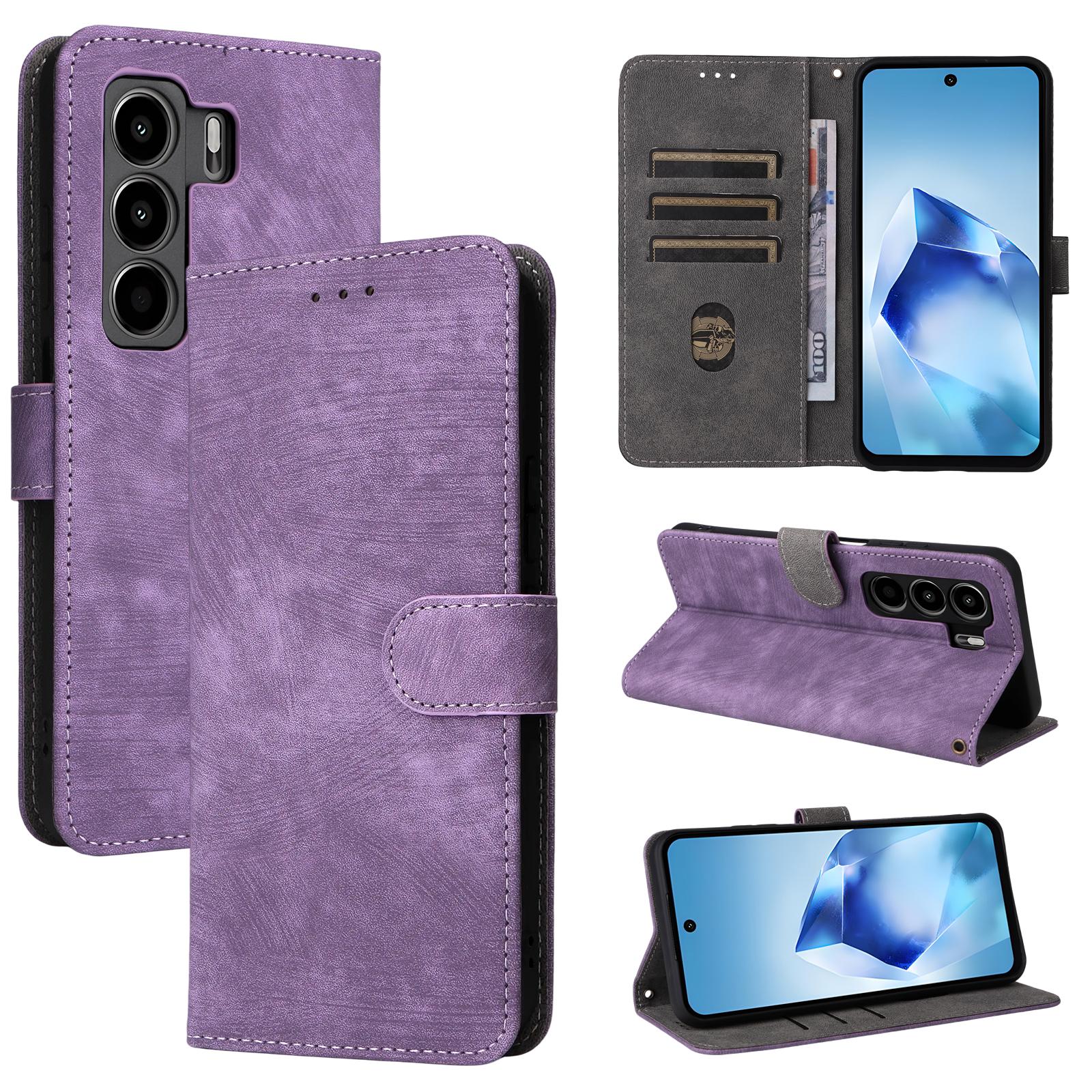 

Чехол-книжка для Itel Power 70 из искусственной кожи с полной защитой корпуса [с блокировкой RFID] for Itel Power 70 4G фиолетовый