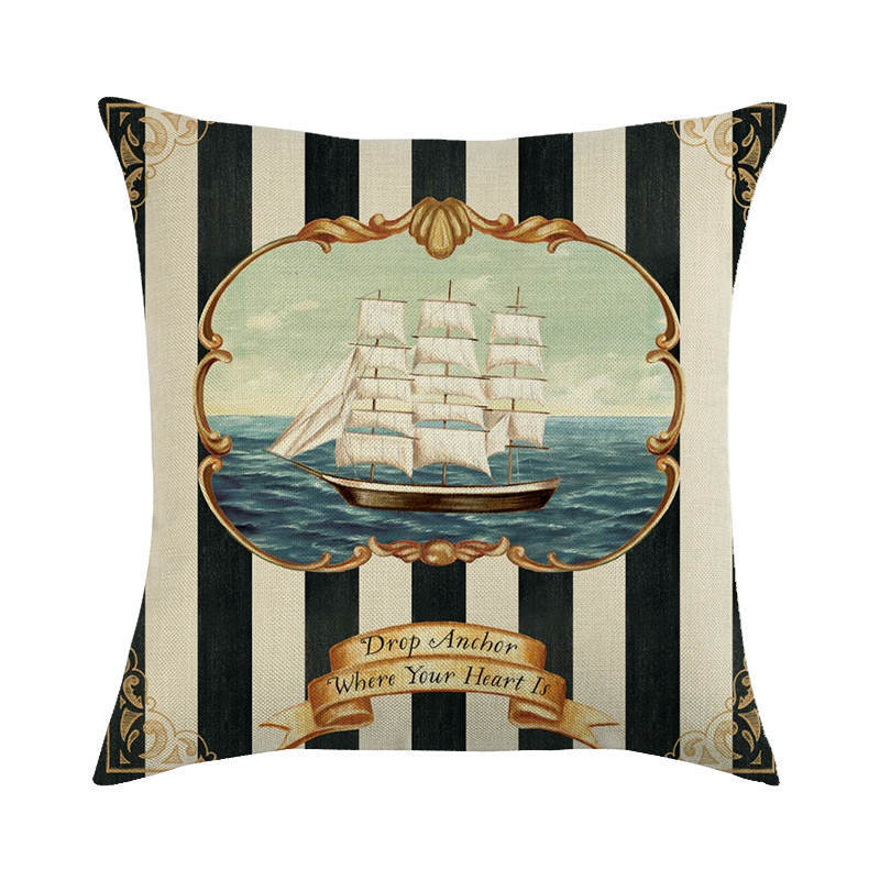 Pillowcase Sofa Cushion Cover Decoration Linen Pillow Case Decorative Pillow Marine Pattern Sofa Throw Pillow Cover Couch