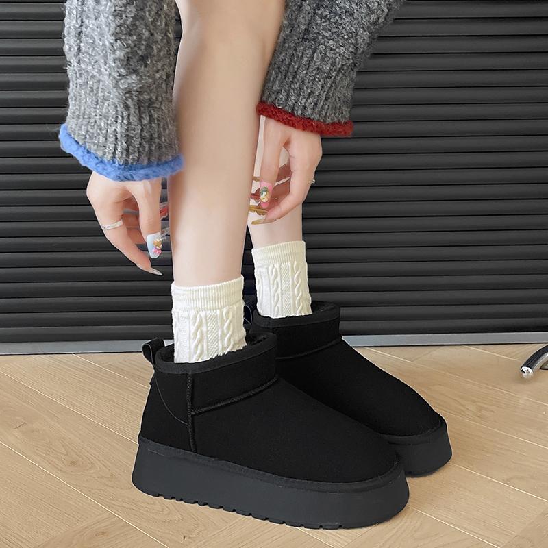 Fashion New Fashionable Bow Round Toe Elegant Snow Boots Winter Flat Wear-resistant Soft Students Plus Velvet Warm Women's Shoes