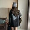 Splicing Leather Jacket Small Suit Women's Short Spring and Autumn New Korean Version Loose Casual Black Suit